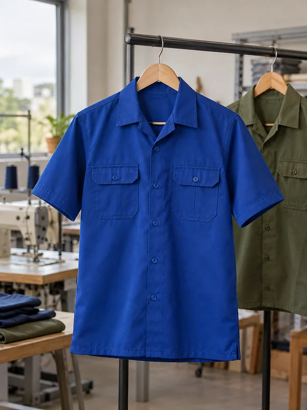 Camisa de uniforme profissional no cabide