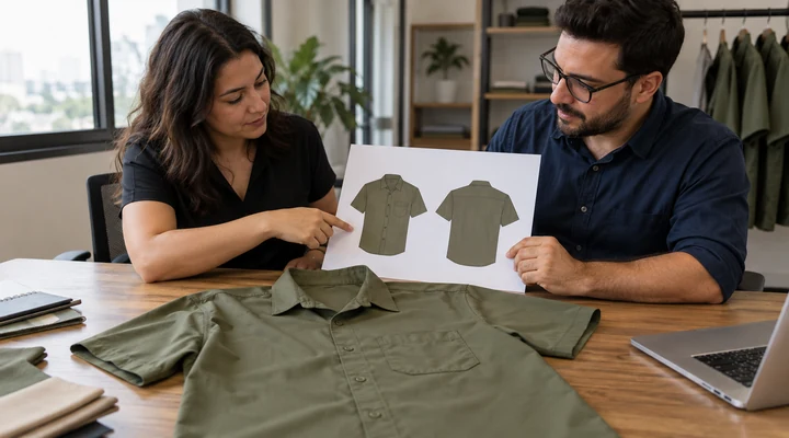 Aprovação do desenho de uma camisa de uniforme